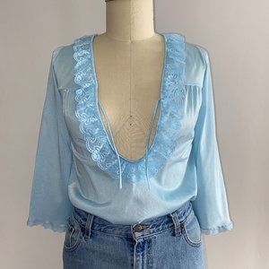 Vintage 1970s V-Neck Pajama Top